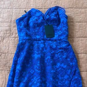 NBD NWT strapless sweetheart maxi dress with thigh slit